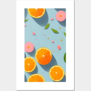 Orange Fruit Abstract Pattern Posters and Art